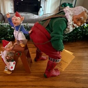 Kurt Adler Fabriche “Watch your stitch” Santa with Elves